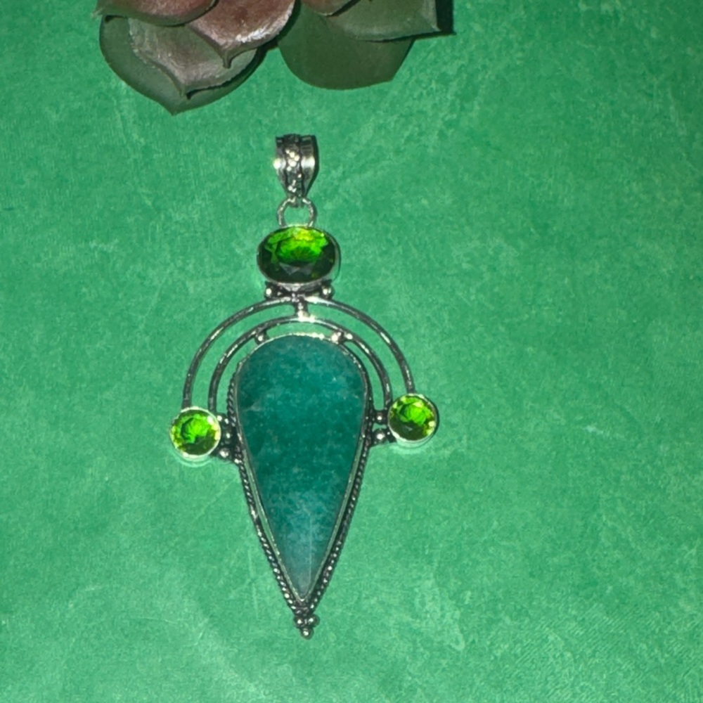 Emerald & Peridot Silver Necklace